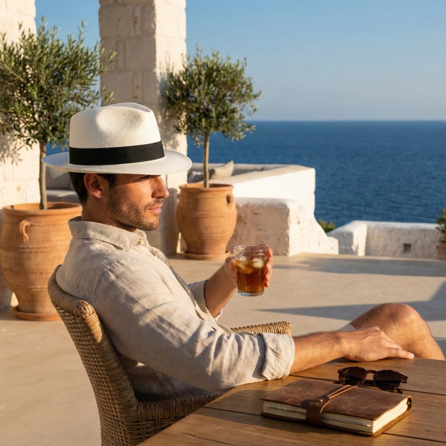 Chapeau papier blanc BORSALINO