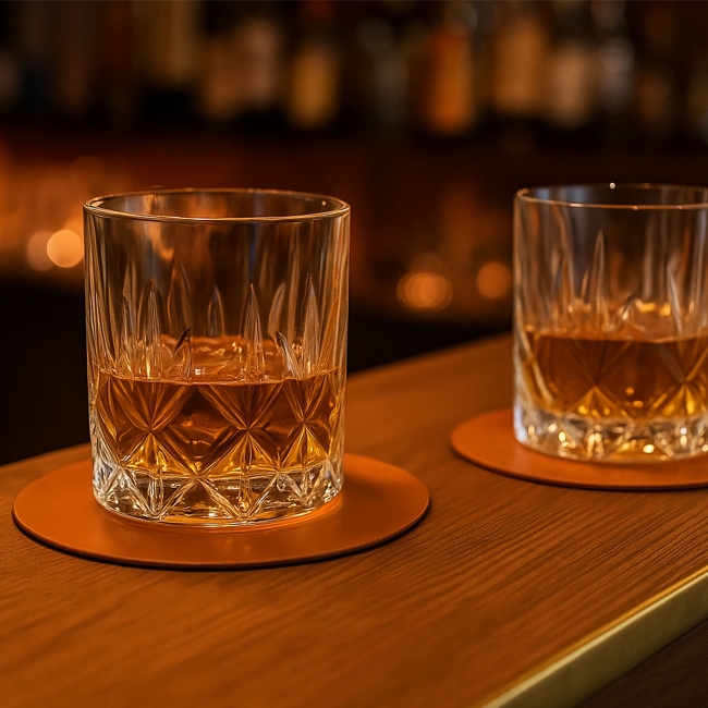 Sous verres cuir régénéré