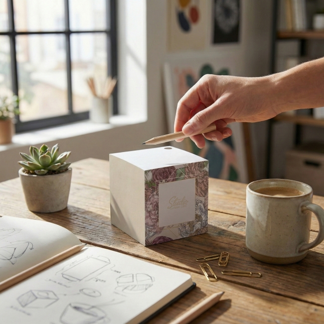 Bloc cube/crayon bois