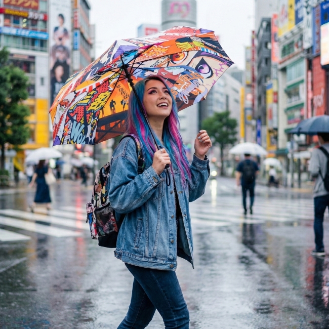 Parapluie pliable ouverture et fermeture auto