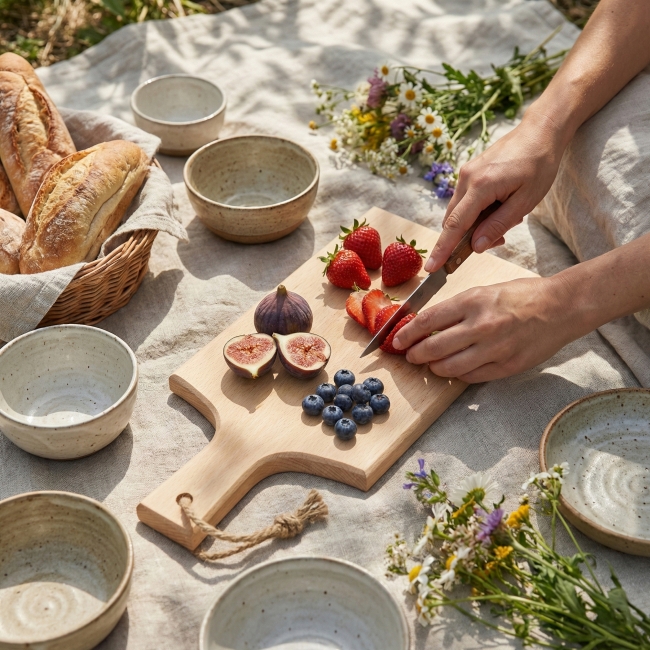 Planche bois rect. manche