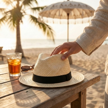 Chapeau paille blanche DOULOS